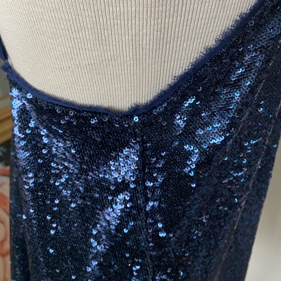 NWOT Free People Time to Shine navy blue sequin sparkly swing cami slip dress ✨ - Picture 9 of 15